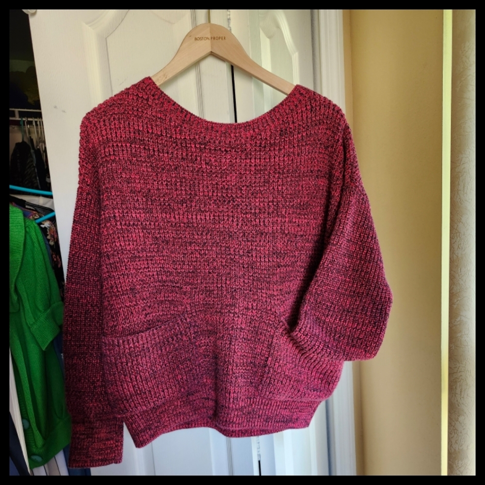 Special Dark Red Chunky Knit Slouchy Neutral Sweater LARGE ●